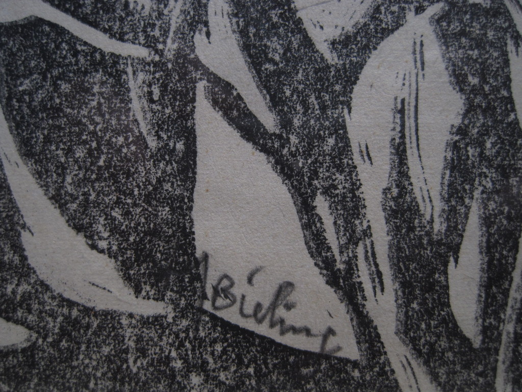 Kubistische Houtsnede "don Quichote" Herman Bieling "de Branding" periode gesign kopen? Bied vanaf 1!