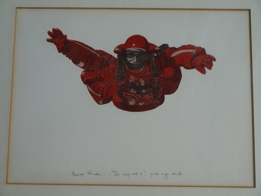 Leentje Linders : Ets en aquatint , De vrije val 3 – ingelijst - ca 1977 kopen? Bied vanaf 25!