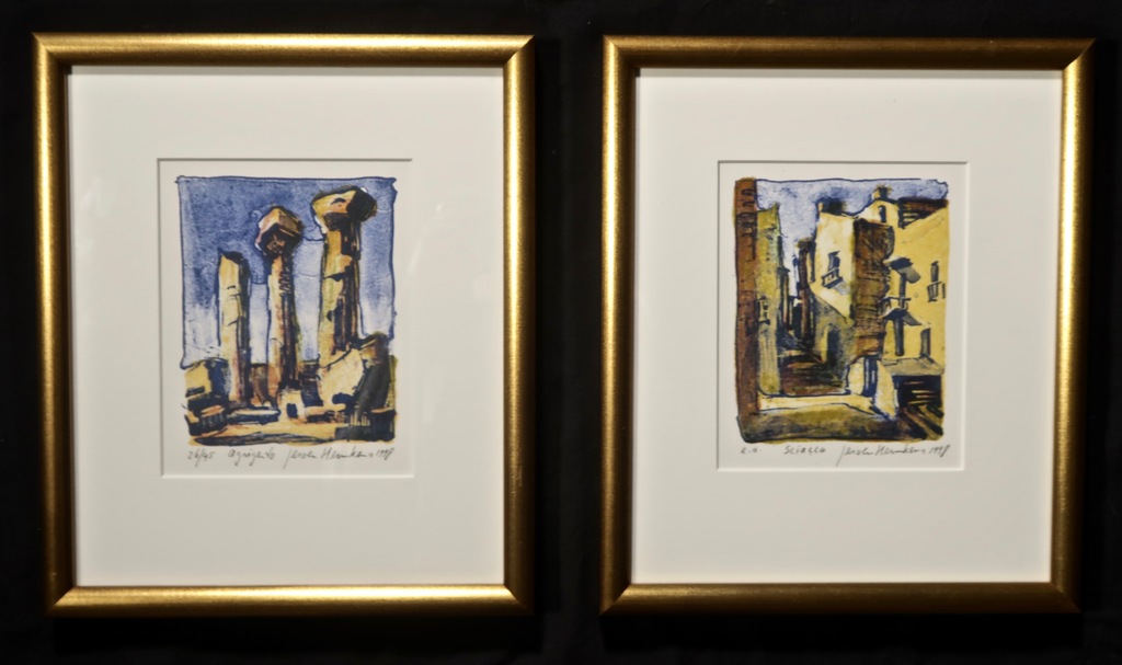 Lot met 2 werken van Jeroen Hermkens: Litho, scilla.. - kleine lijstjes verkocht voor € 35!
