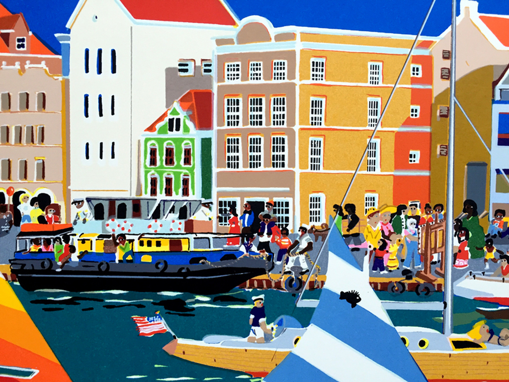 Fred Breebaart - Handelskade - Gesigneerde zeefdruk - 1994 kopen? Bied vanaf 65!