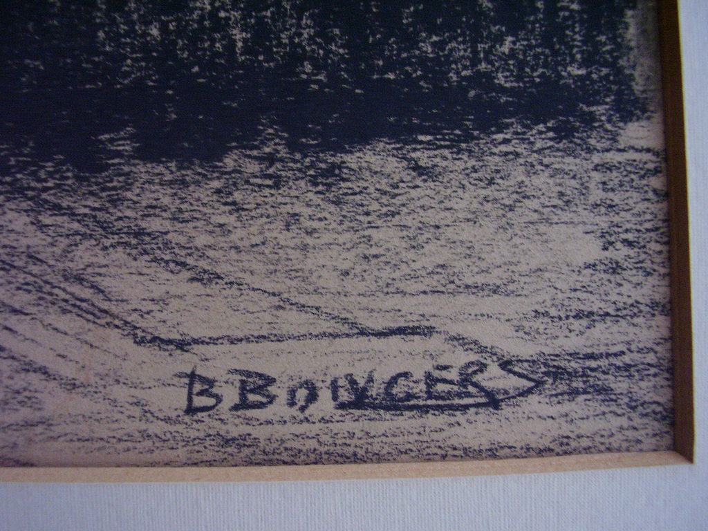 B.A. Bongers: grote krijttekening met aquarel, kerkinterieur kopen? Bied vanaf 100!