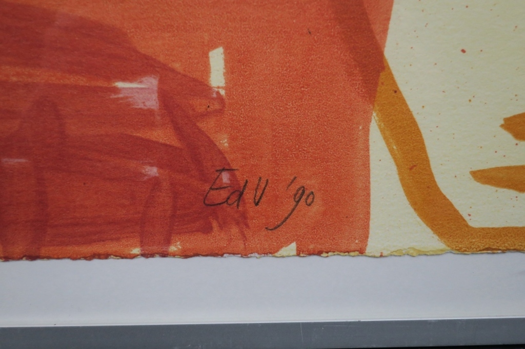 Elizabeth de Vaal: Litho, Compositie met hoofden en een paar voeten - Ingelijst kopen? Bied vanaf 20!