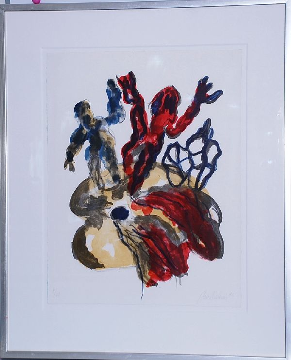 Jan Sierhuis: Kleurenlitho. Schreeuwende figuren kopen? Bied vanaf 100!