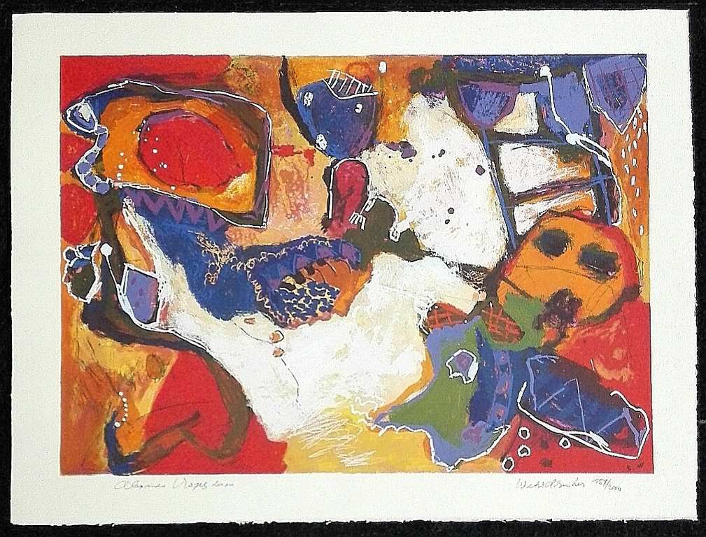 Alexander Vogels, zeefdruk op papier, Titel: Waterdrinker verkocht voor € 45!