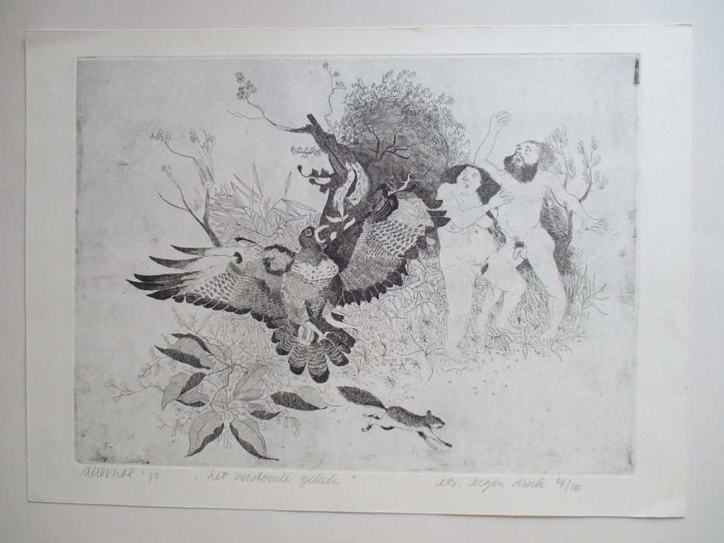 Peter Bol, ets "Het verstoorde geluk" 1973 kopen? Bied vanaf 30!