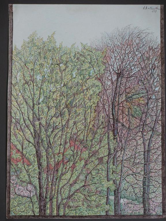 Antoinette van Hoytema, Bosgezicht, Pentekening 1937 kopen? Bied vanaf 80!