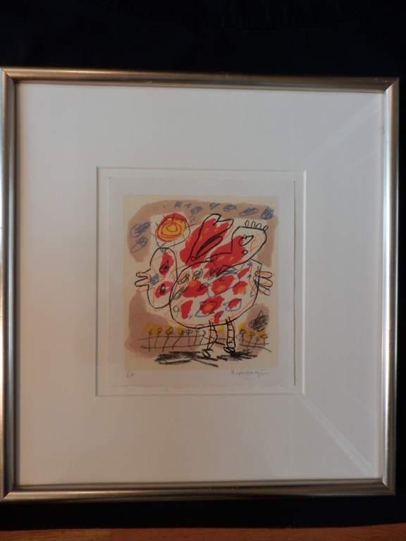 KEES SALENTIJN  Kleurenlitho  KIPPETJE INGELIJST  Handgesigneerd kopen? Bied vanaf 75!