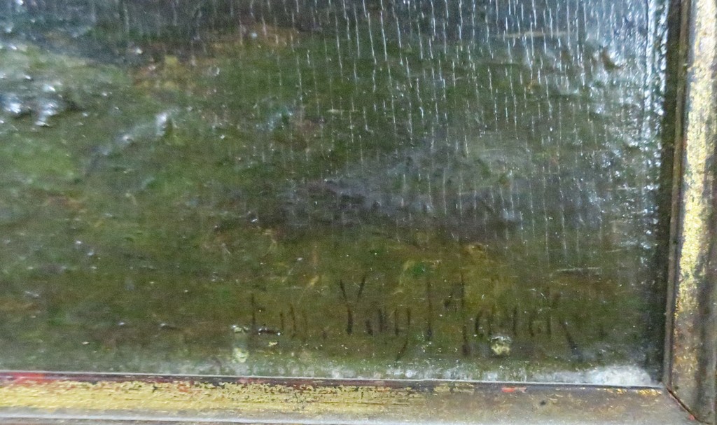 Emile van Marcke de Lummen: Olieverf op paneel, Boerderij met vee - Ingelijst kopen? Bied vanaf 400!