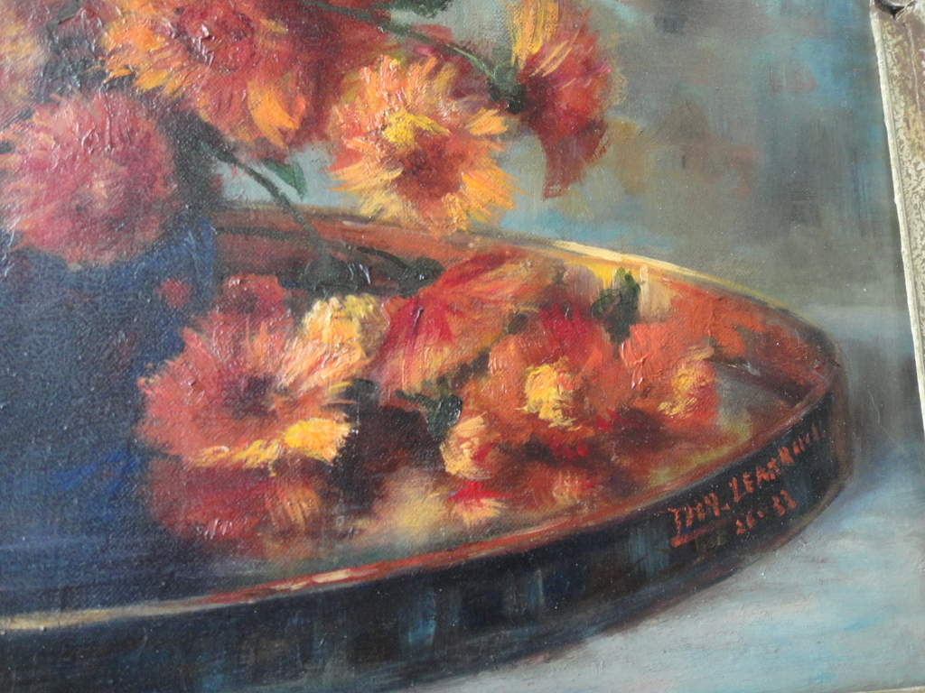 Engelse school-olieverf op board-klassiek stilleven met chrysanten in vaas kopen? Bied vanaf 95!