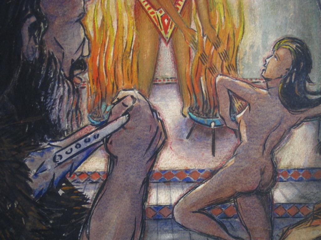 Kornelis Lodder 1892-1987 expressionistisch aquarel " Kain en Naama " gesigneerd kopen? Bied vanaf 1!