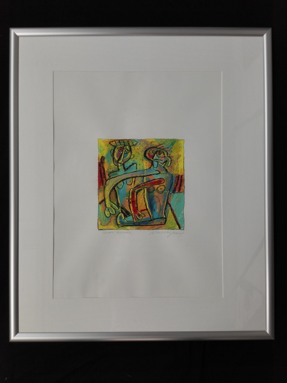 Henk Vierveijzer, origineel op papier in lijst, Titel: arme armen verkocht voor € 100!