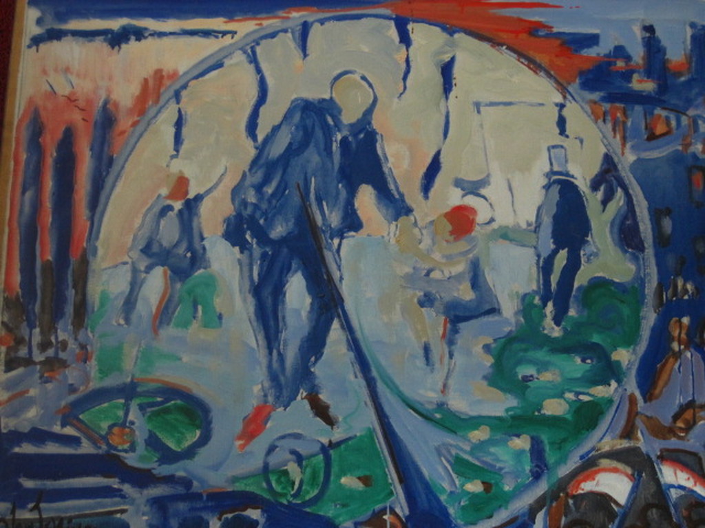 Imponerend olieverf van Surinaams Express. Quintus Jan Telting  verkocht voor € 170!