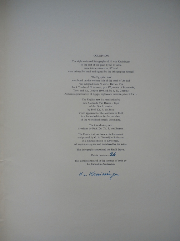 Harry van Kruiningen - complete uitgave: : - "Akhnaton" - 1954 - incl. 8 litho's kopen? Bied vanaf 325!