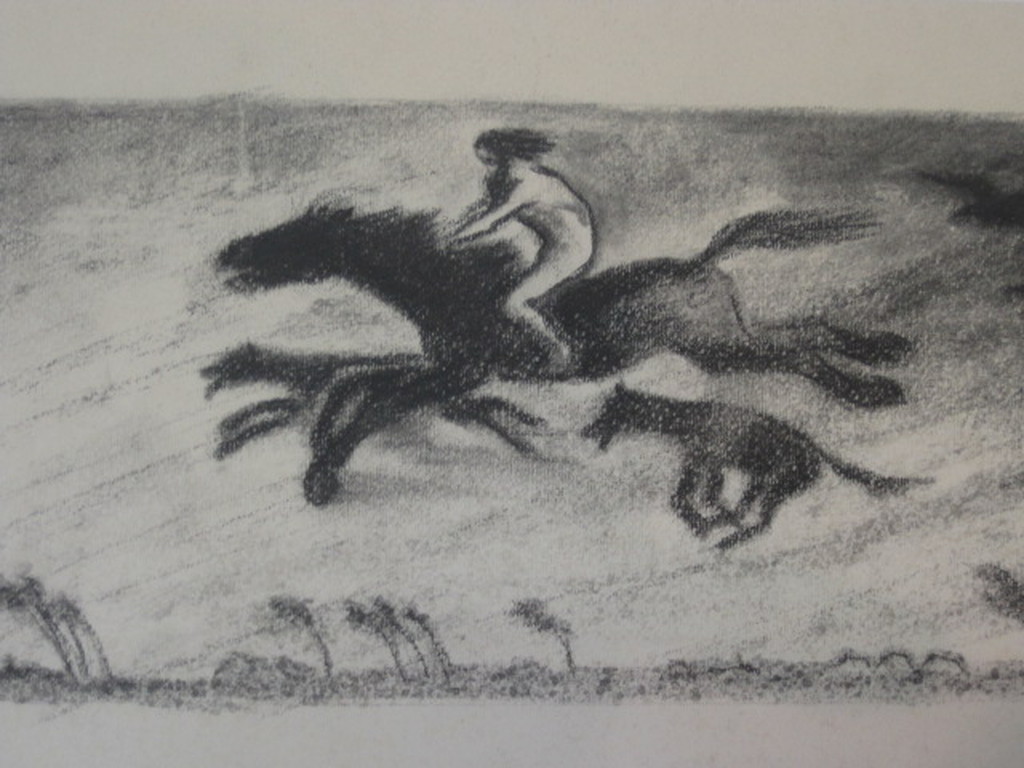 oude litho ca. 1930 "paard en ruiter" gesigneerd Marc Chagall ? kopen? Bied vanaf 1!