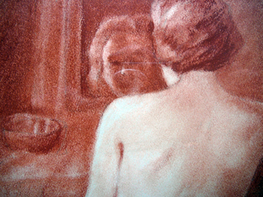 Georges De Brauwer: Naakt voor de spiegel -krijttekening- kopen? Bied vanaf 35!