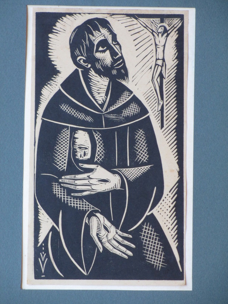 Karel van Veen, De heilige Fransiscus, Houtsnede kopen? Bied vanaf 45!