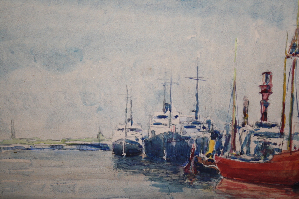 Philip Zilcken - aquarel boten in haven 1910 kopen? Bied vanaf 90!
