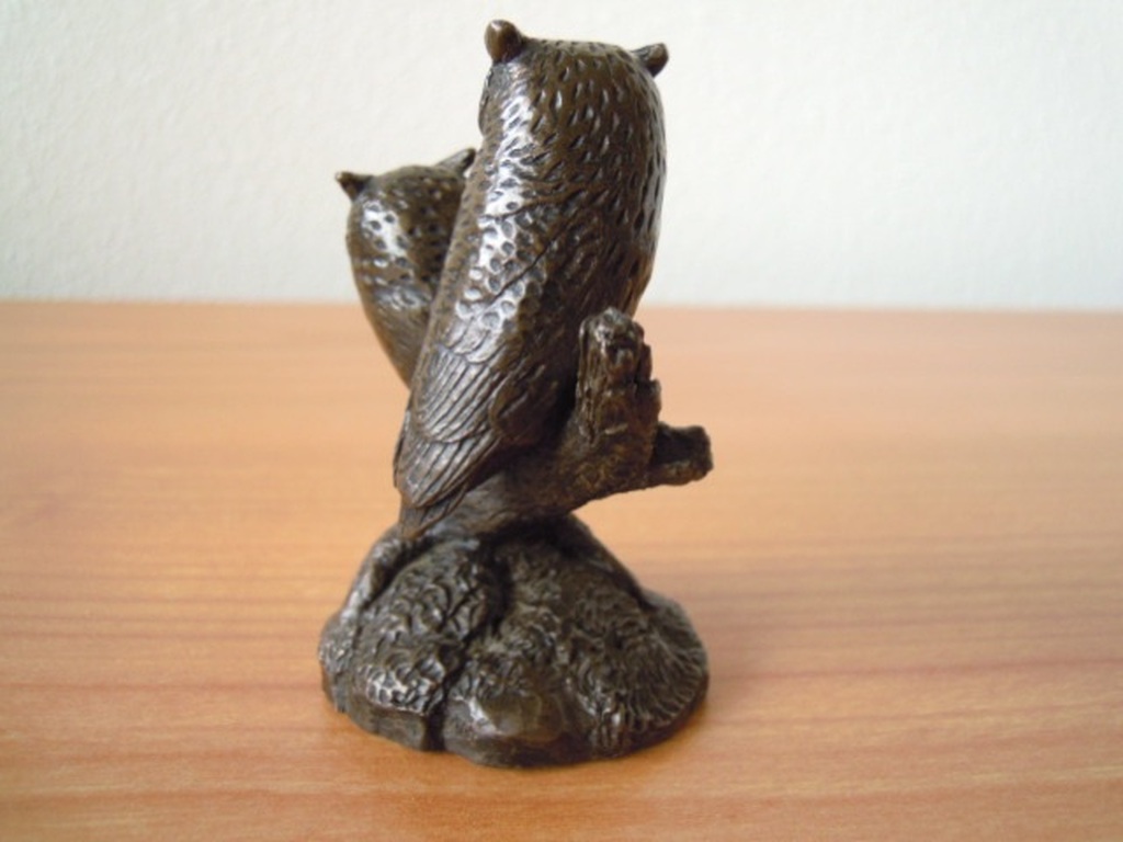 Prachtig massief bronzen beeldje van 2 uilen op een tak- 8,5 cm - gesigneerd AM kopen? Bied vanaf 85!