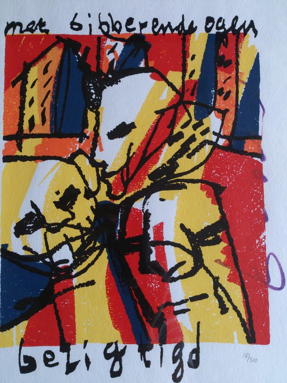 Herman Brood, zeefdruk, 'Met bibberende ogen bezigtigd' kopen? Bied vanaf 150!