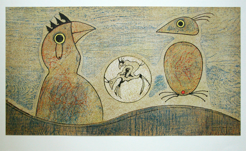 Max Ernst, originele kleurenlitho 'Deux Oiseaux', 1975	 kopen? Bied vanaf 100!