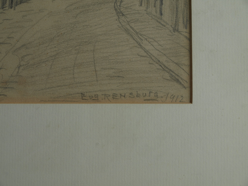 Eugène Rensburg : Tekening , Amersfoort – gesigneerd en ingelijst – 1912 kopen? Bied vanaf 1!