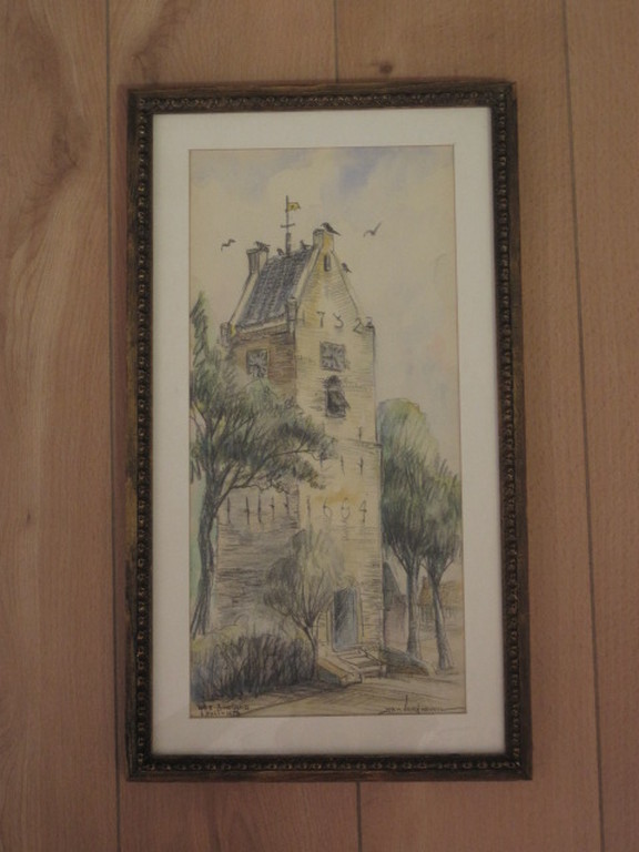 Jan Verhoeven (?) pasteltekening Ameland Nes Klokkentoren 1664  kopen? Bied vanaf 1!