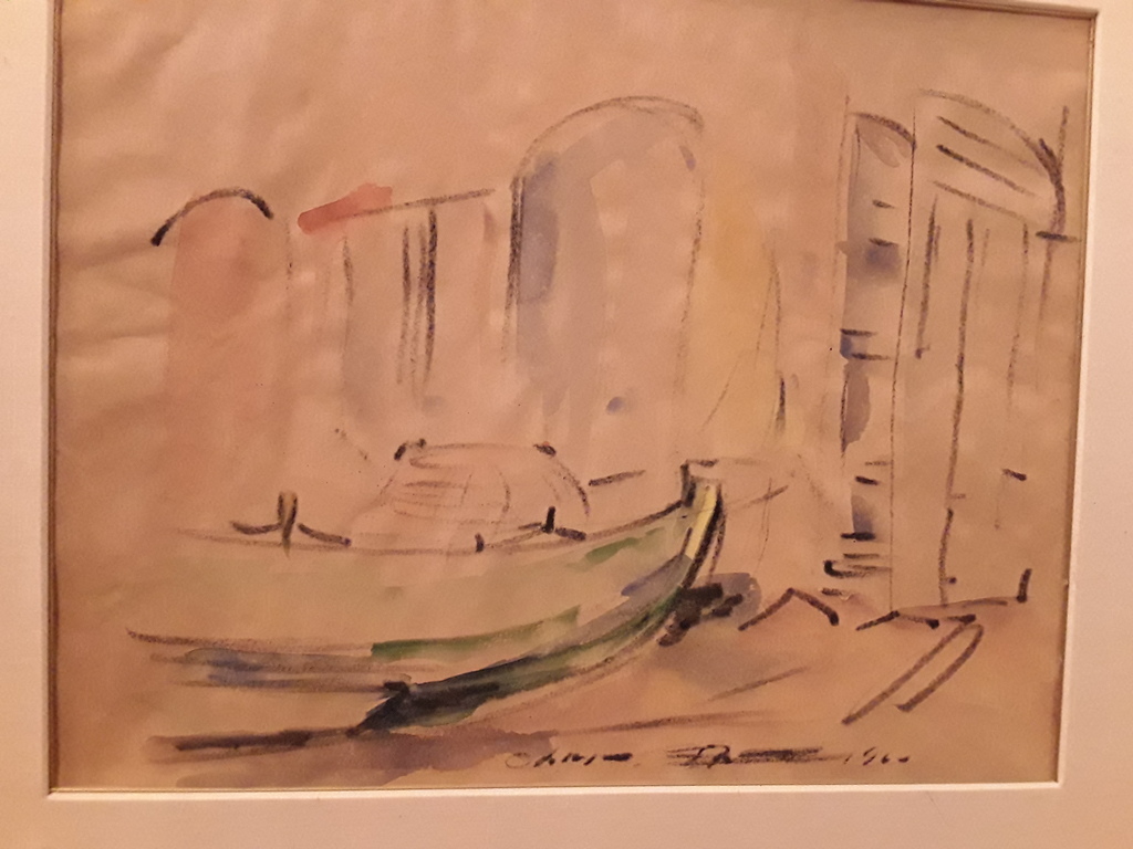 Wim Bosma tekening/aquarel.,,haventje in Frankrijk. kopen? Bied vanaf 20!