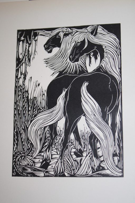 JAN SCHONK - ART DECO HOUTSNEDE 1926 - PAARDEN verkocht voor € 39!