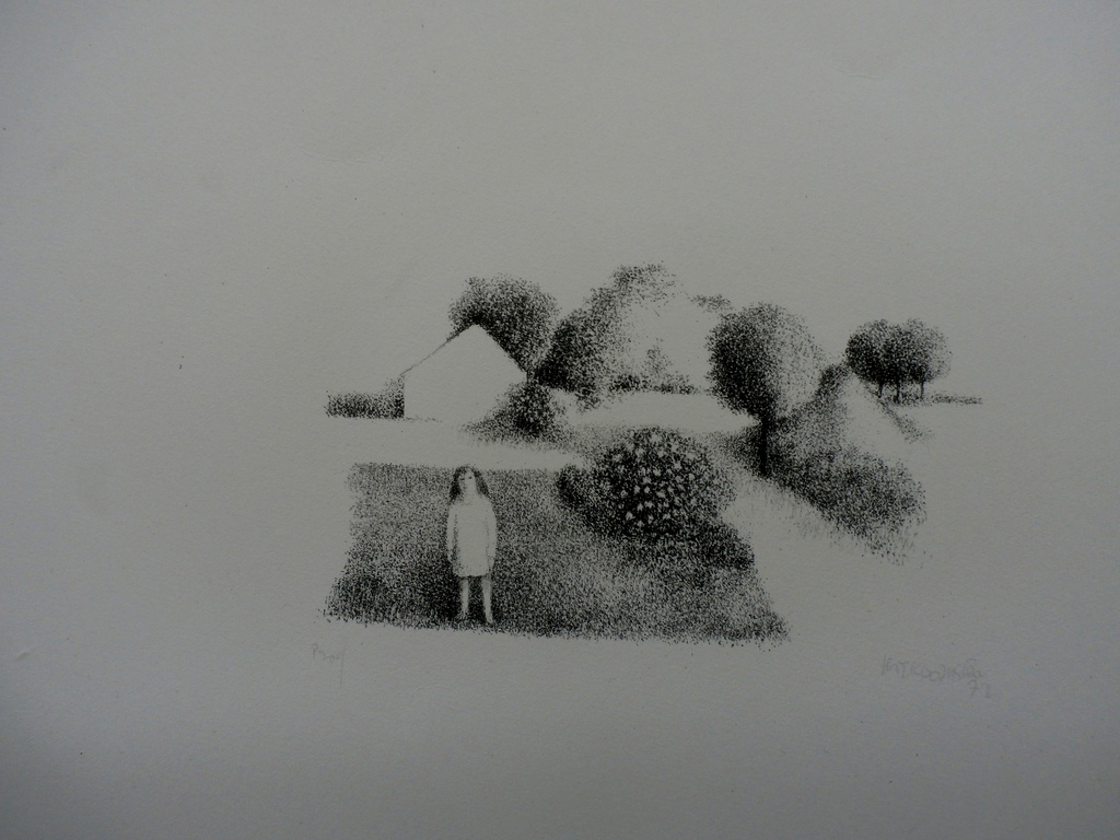 Metten Koornstra - 2 litho's op 1 blad: figuur in landschap - 1972 - proefdruk verkocht voor € 50!