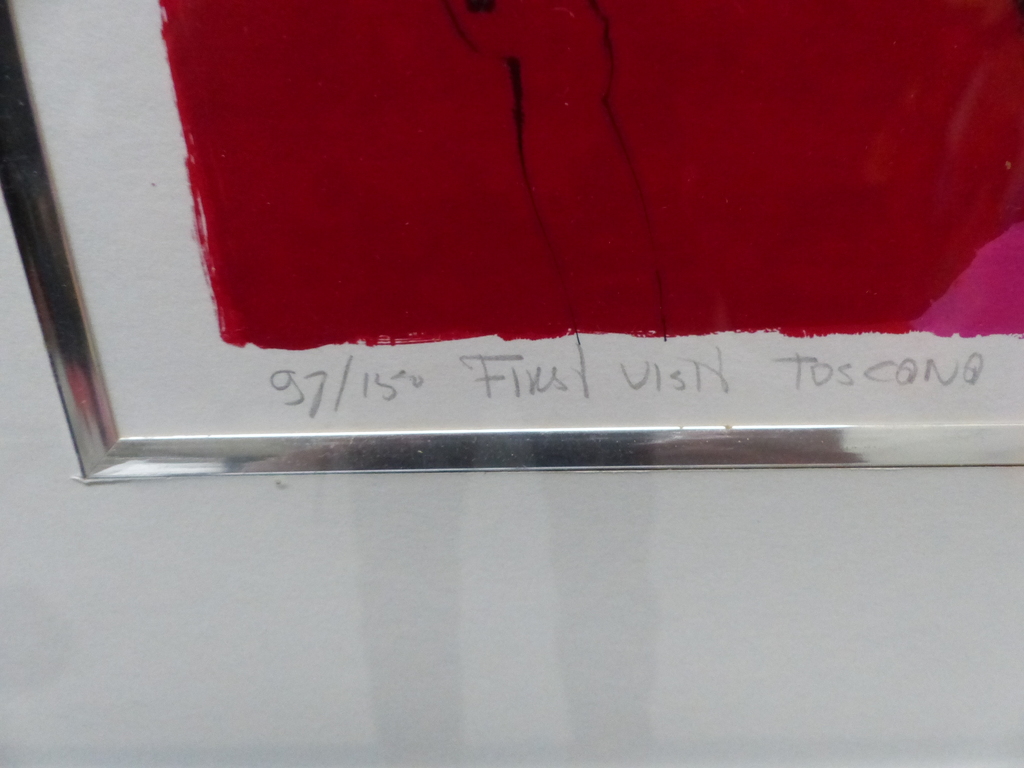 Frank Lejeune,Zeefdruk op papier in lijst, First visit Toscane kopen? Bied vanaf 75!