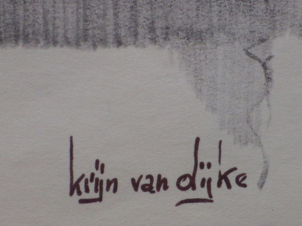 Krijn van Dijke, In de haven van Tholen, Krijttekening kopen? Bied vanaf 40!