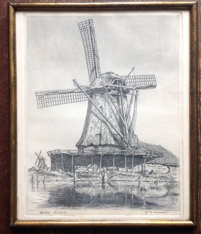 Gerrit Nicolaas Woudt - ets Molen De Oude Zwan Zaandam kopen? Bied vanaf 40!