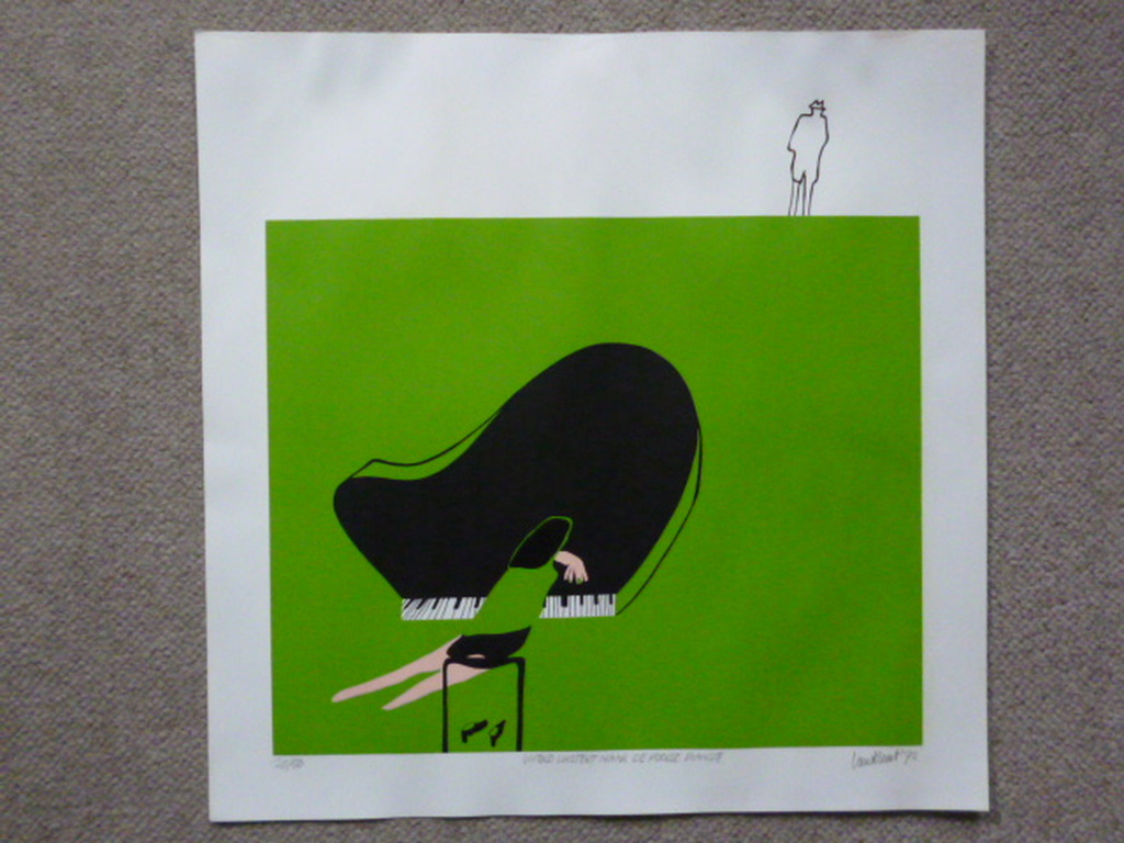 Hans Landsaat - zeefdruk - Witold luistert naar de Poolse pianiste verkocht voor € 35!