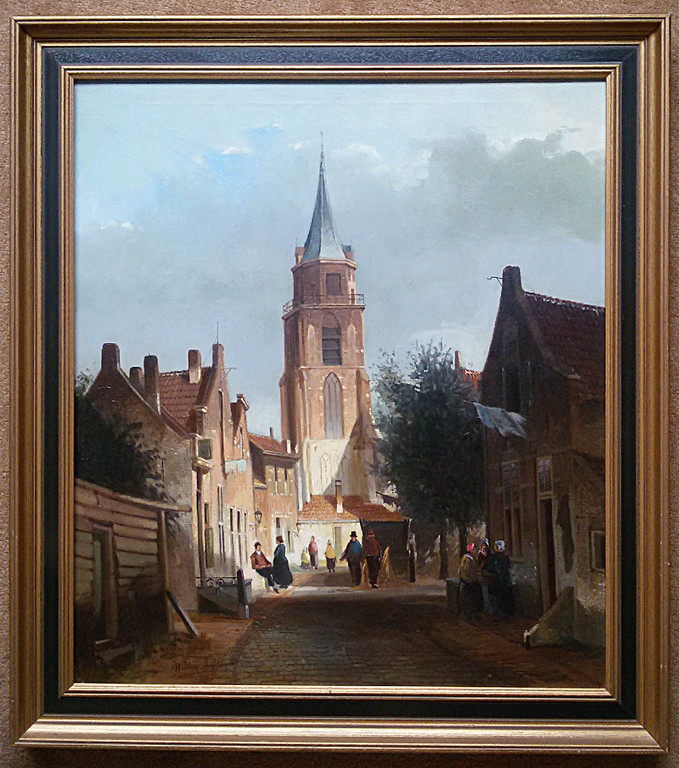 Willem Heijkoop - Dorpsgezicht, olieverf op doek (mooi ingelijst, groot) kopen? Bied vanaf 215!
