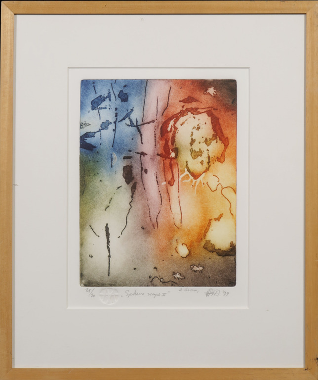 Ad Arma: Ets en Aquatint, Sphere scape II - Ingelijst verkocht voor € 100!