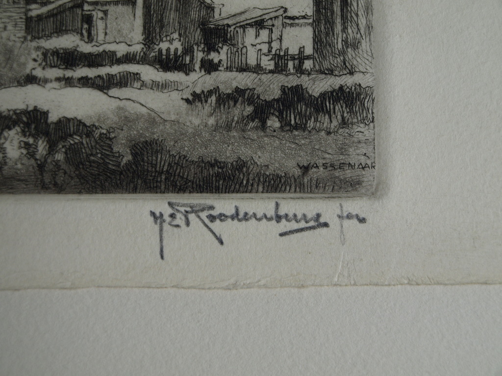 Hendrikus Elias Roodenburg : Ets – Wassenaar – gesigneerd – 1959 kopen? Bied vanaf 25!