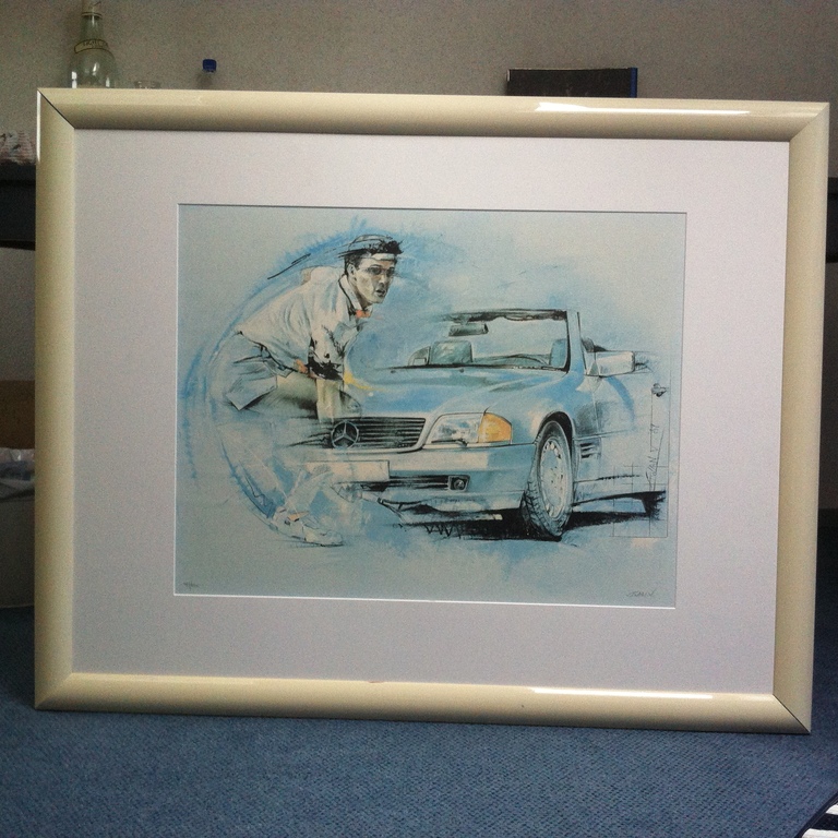 Twan van de Vorstenbosch: Kleurenlitho, Tennisser met auto (Mercedes) kopen? Bied vanaf 60!