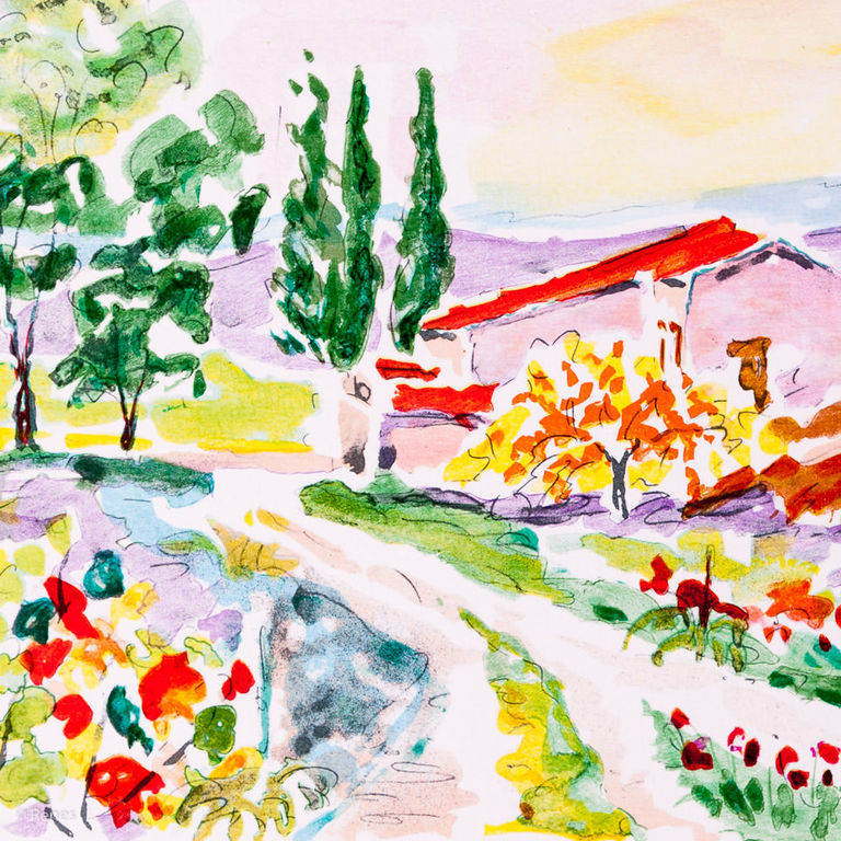 Zladku Oliver 'Petite Cabane' - kleurenlithografie, handgesigneerd, E/A kopen? Bied vanaf 30!