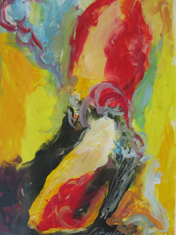 Ger Lataster: Gouache - kleurrijke compositie verkocht voor € 340!