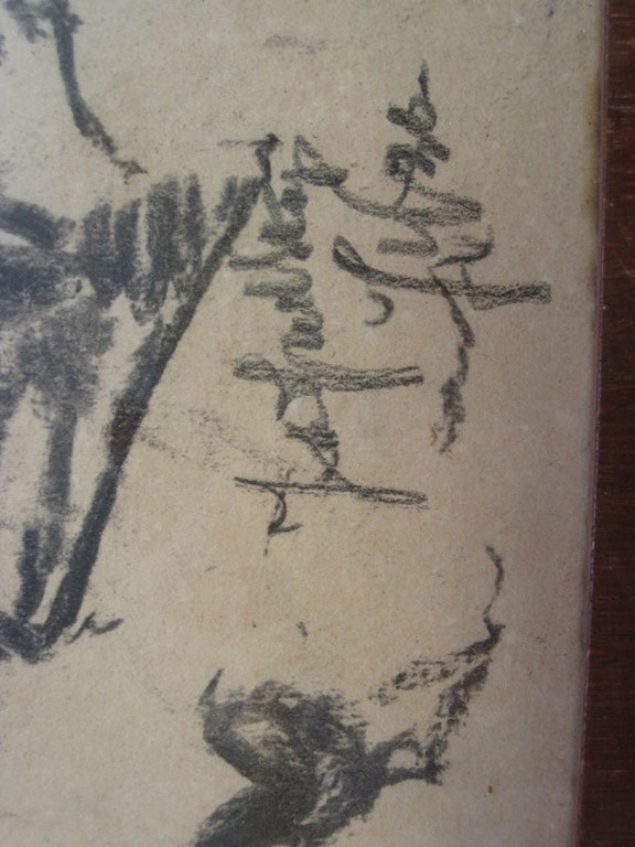 Jan vd Stap 1874 - 1940 "boerenerf met kippen" houtskooltekening ca 1910 kopen? Bied vanaf 1!