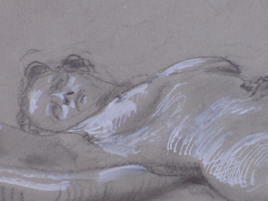 Harm Kamerlingh Onnes, Liggend naakt, Tekening met opgehoogd wit kopen? Bied vanaf 50!