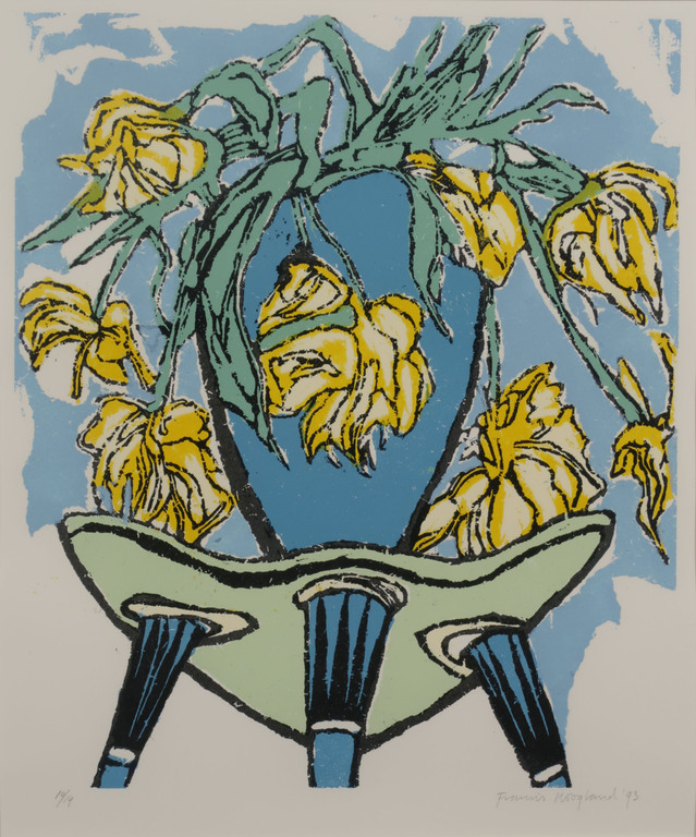 Francis Hoogland: Lino, Z.T. Vaas met gele bloemen - Ingelijst kopen? Bied vanaf 1!