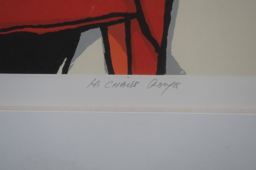 Fon Klement: Boardsnede, La chaise rouge - Ingelijst (Groot!) kopen? Bied vanaf 250!