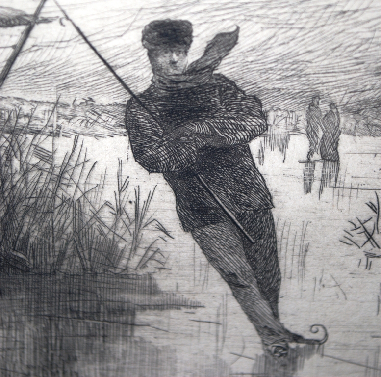 De schaatsenrijder - ets uit 1885 kopen? Bied vanaf 45!