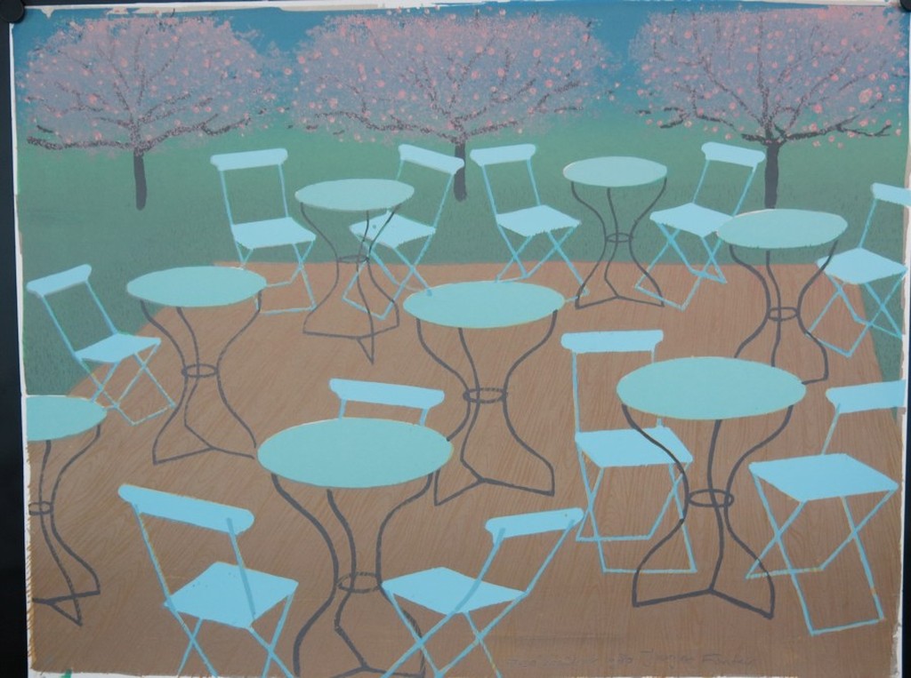 Jurjen Fontein: Zeefdruk, Terras met Appelbomen kopen? Bied vanaf 1!