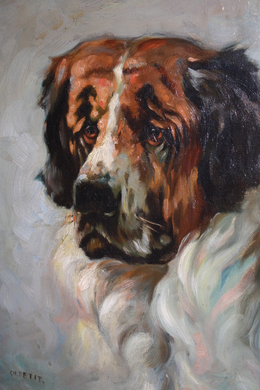 CH PETIT olieverf ST BERNARD HOND kopen? Bied vanaf 1!