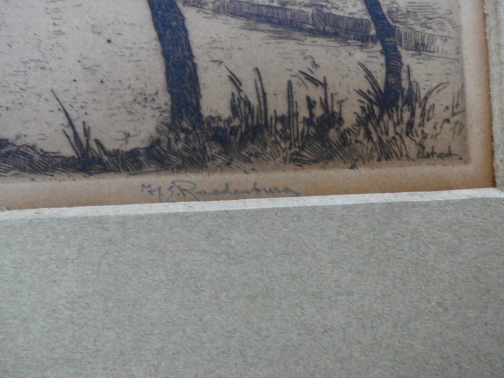 Hendrikus Roodenburg - ets: Bootjes in de rivier bij Elshout - 1915 kopen? Bied vanaf 45!