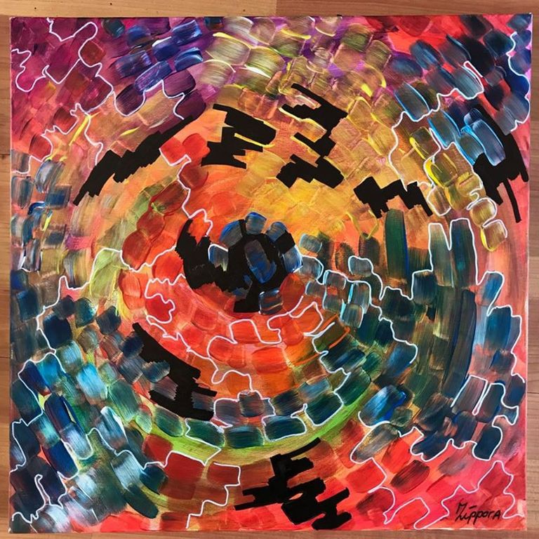 Zippora Meijer - Turbulent Welness acryl en acrylinkt op 3D doek 50x50 cm kopen? Bied vanaf 1!