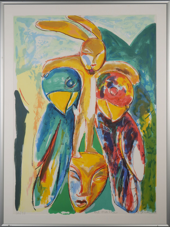 Anton Vrede - Anton Vrede: Litho, Ant man bee - Ingelijst (Groot) verkocht voor € 50!