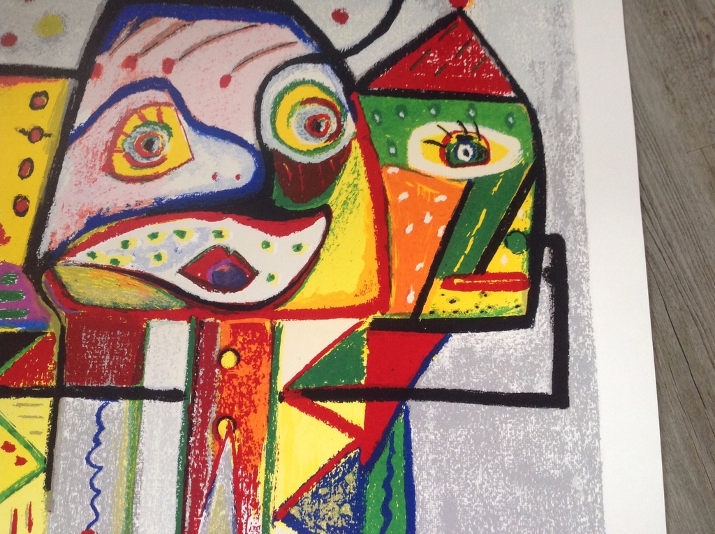 Janna : Kleurenzeefdruk, cobra stijl  100 x 80 ! kopen? Bied vanaf 85!